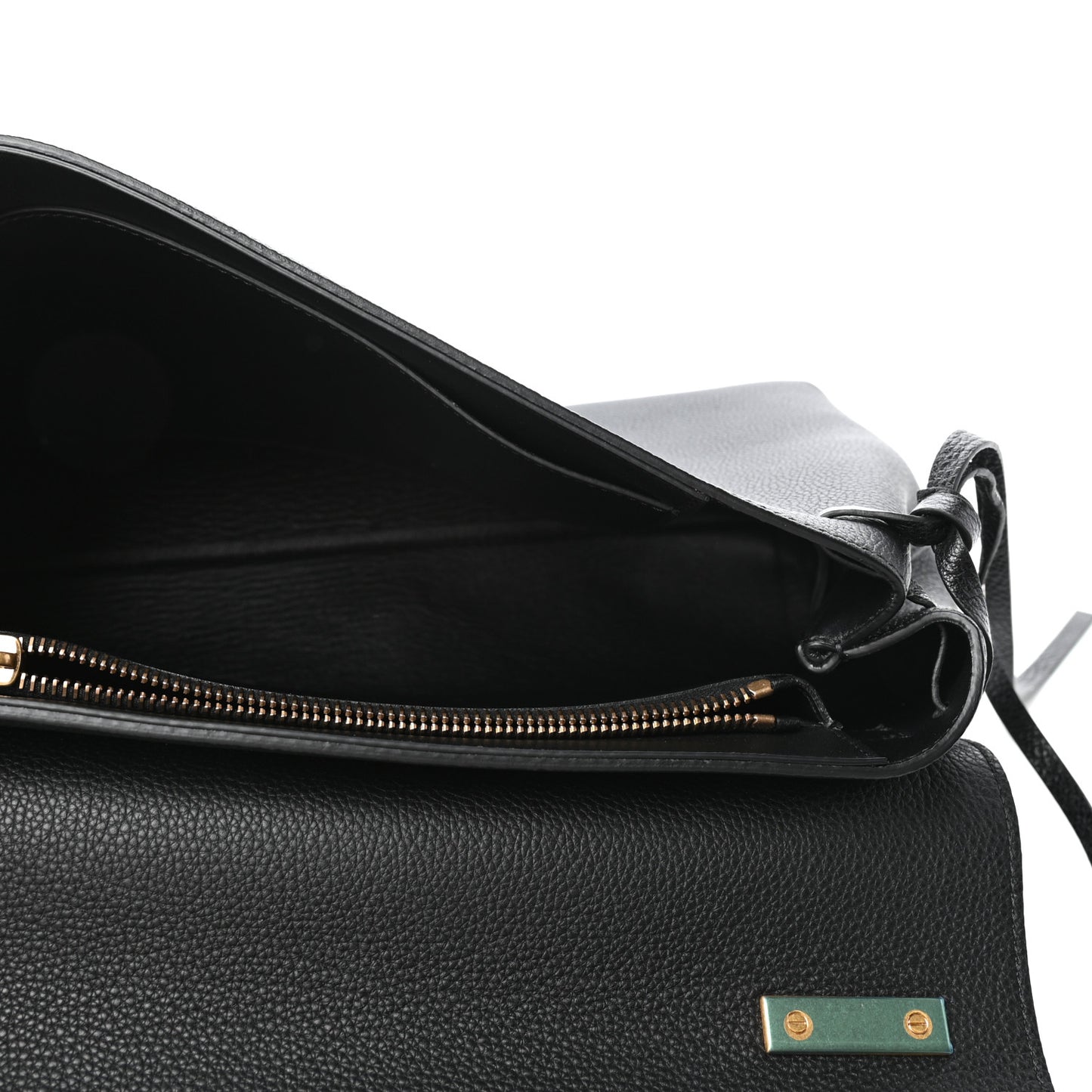 Pebbled Calfskin Large VRing Chain Shoulder Bag Black