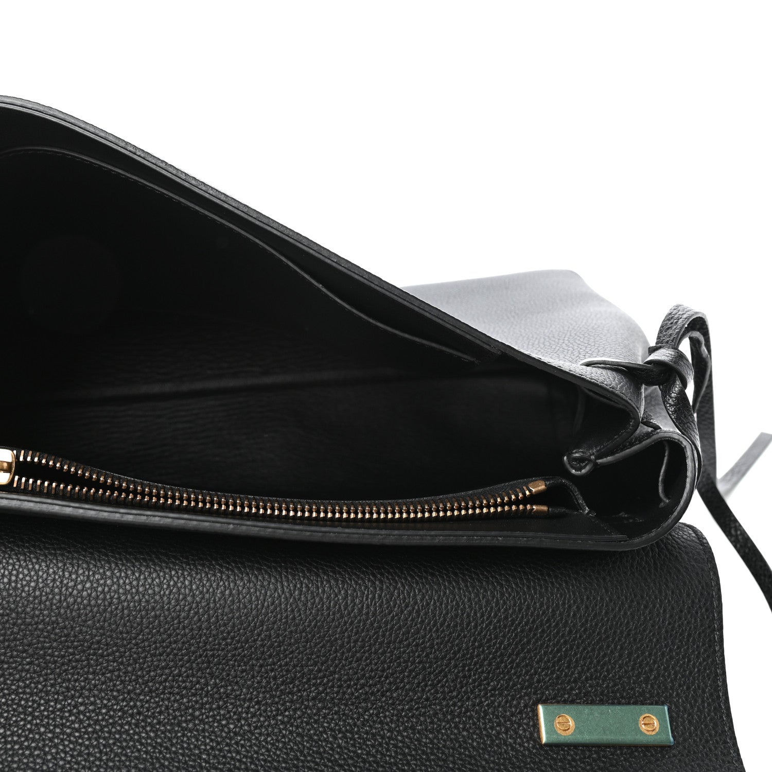 Valentino Garavani Pebbled Calfskin Large VRing Chain Shoulder Bag Black 5 of 8