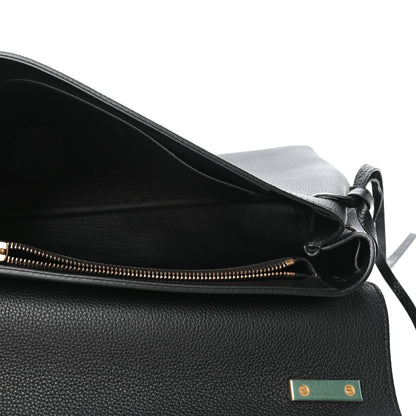 Valentino Garavani Pebbled Calfskin Large VRing Chain Shoulder Bag Black 5 of 8