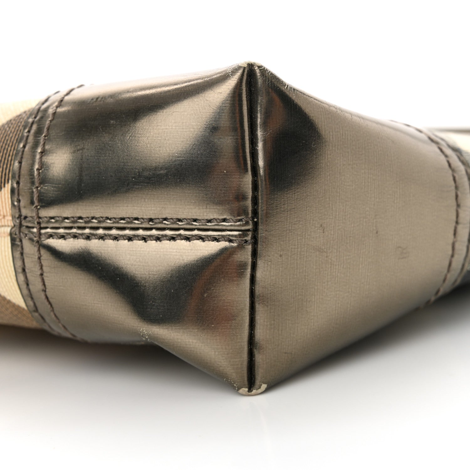 Burberry Metallic Nova Check Patent Hobo Pewter 10 of 14