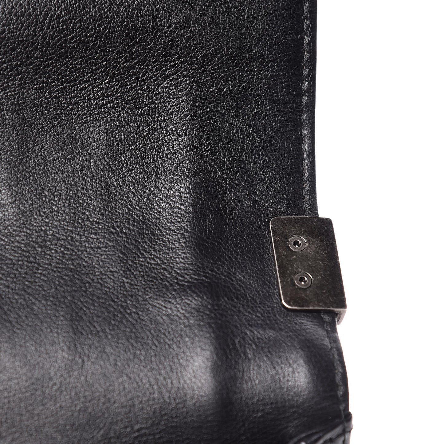 Calfskin Quilted Large Boy Flap Black