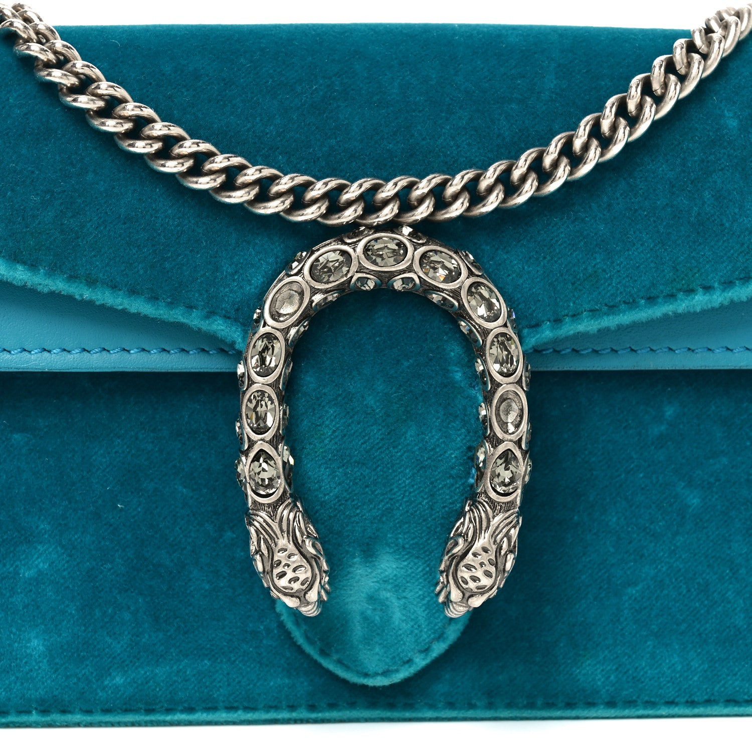 Gucci Velvet Super Mini Dionysus Shoulder Bag Pavone Cyan 1789884