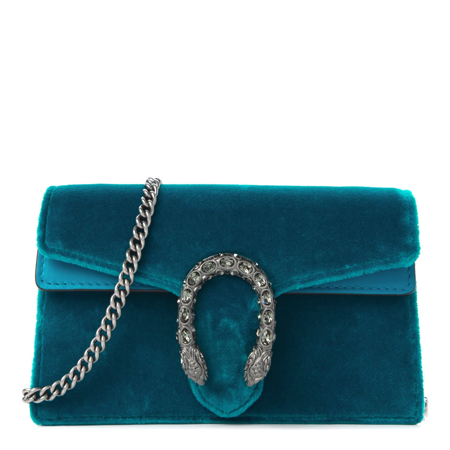 Gucci Velvet Super Mini Dionysus Shoulder Bag Pavone Cyan 1 of 10