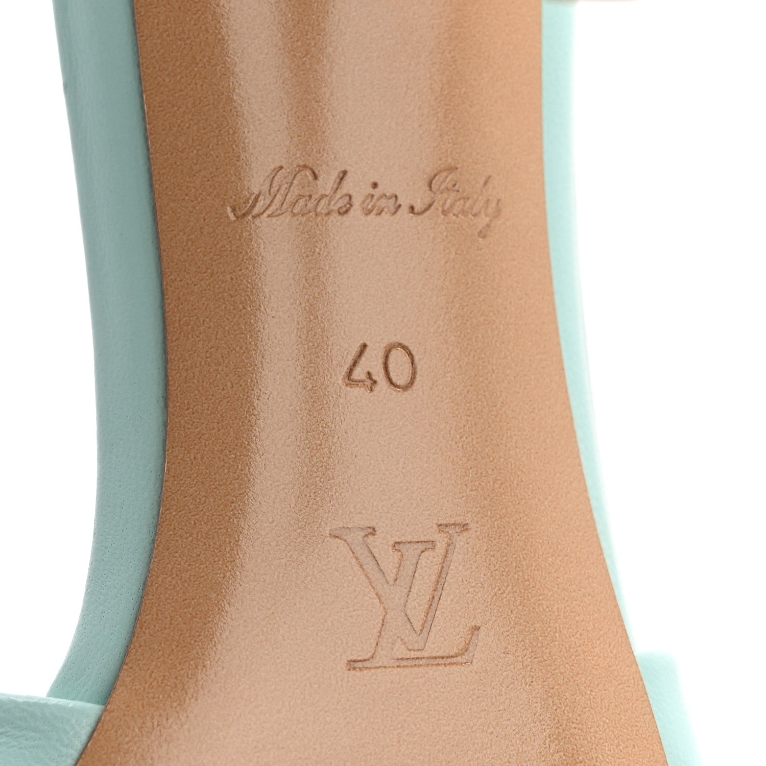 Louis Vuitton Lambskin Embossed Monogram Revival High Heel Mules 40 Light Blue 7 of 12