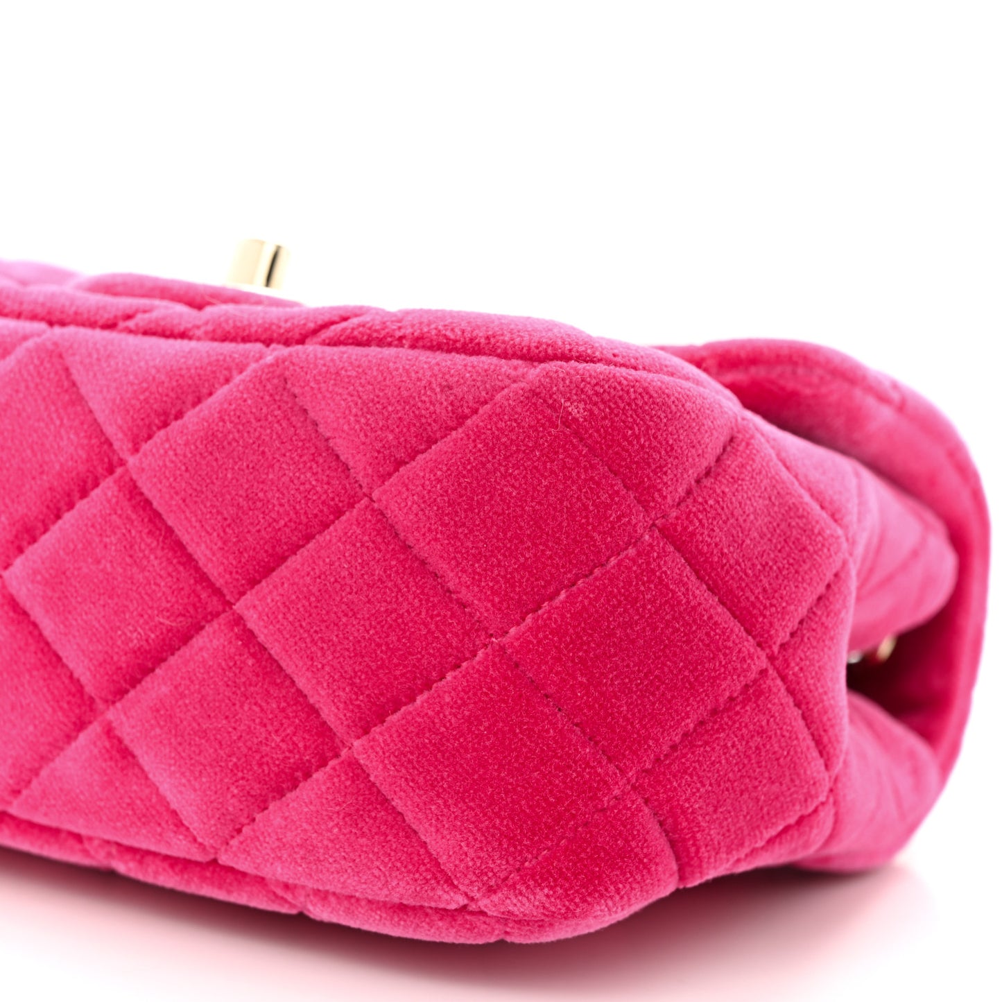 Velvet Quilted Mini Square Pearl Crush Flap Fuchsia