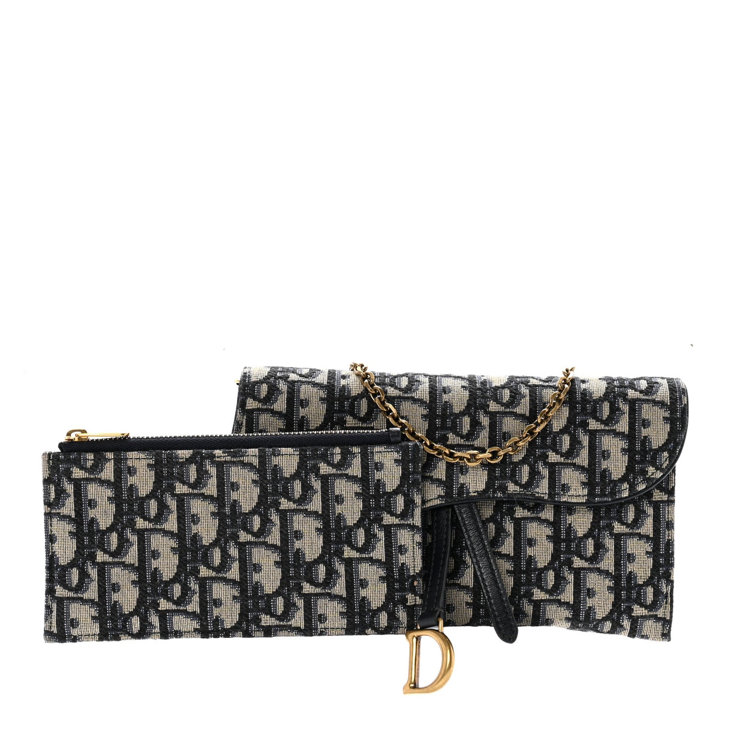 Oblique Saddle Chain Long Wallet Blue