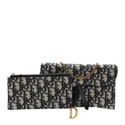 Christian Dior Oblique Saddle Chain Long Wallet Blue 3 of 7