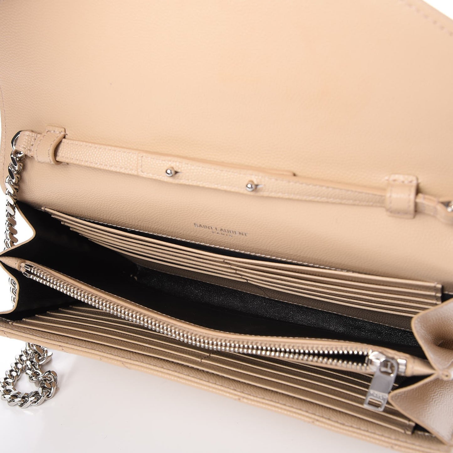 Grain De Poudre Matelasse Chevron Monogram Chain Wallet Nude Powder