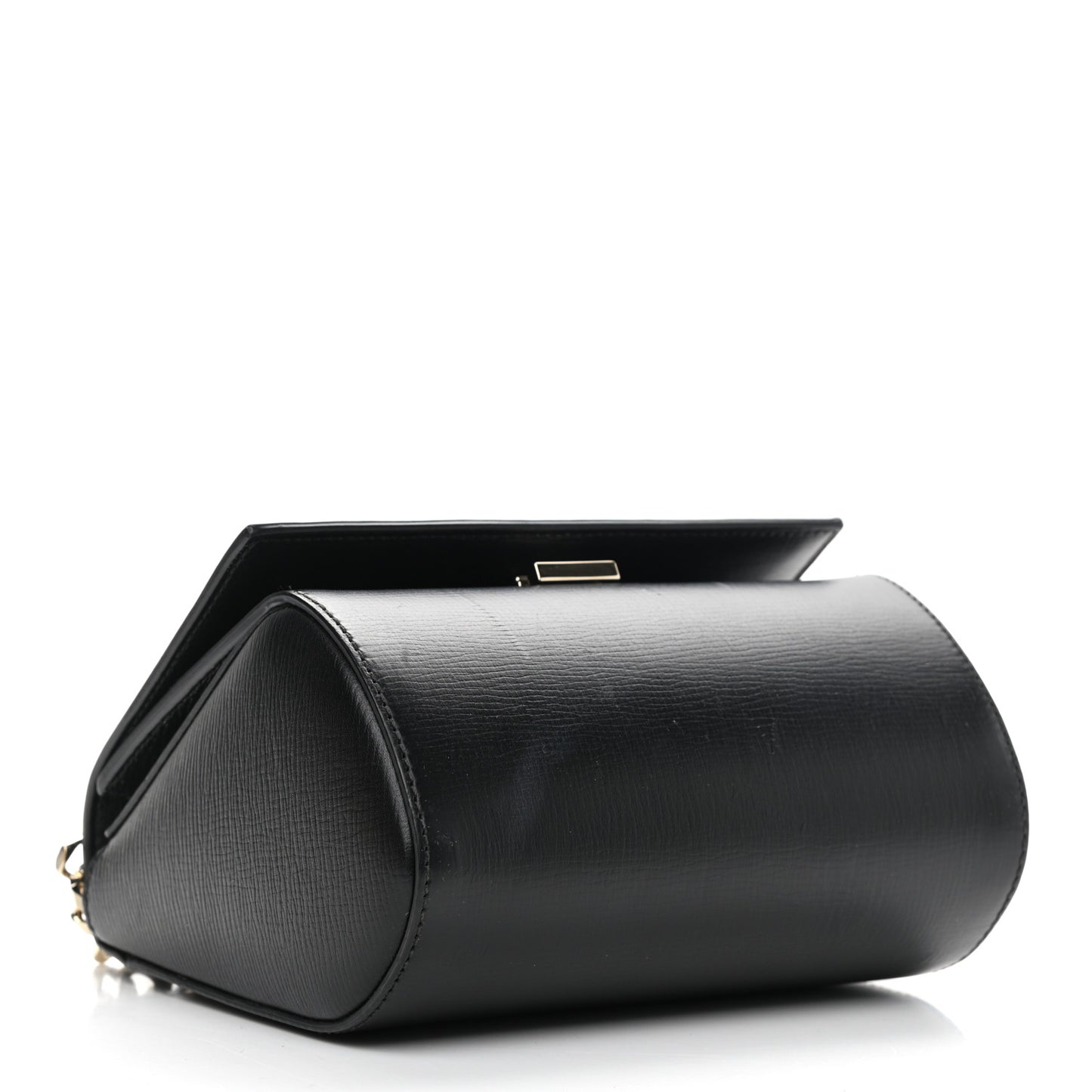 Textured Calfskin Mini Pandora Box Chain Crossbody Bag Black