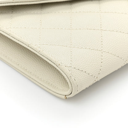 Saint Laurent Grain De Poudre Textured Mixed Matelasse Triquilt Monogram Clutch Blanc Vintage 12 of 17