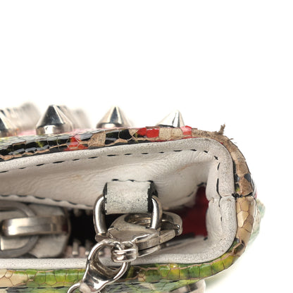 Christian Louboutin Calfskin Studded Floral Mosaic Loubiclutch Crossbody Clutch White Multicolor 10 of 14