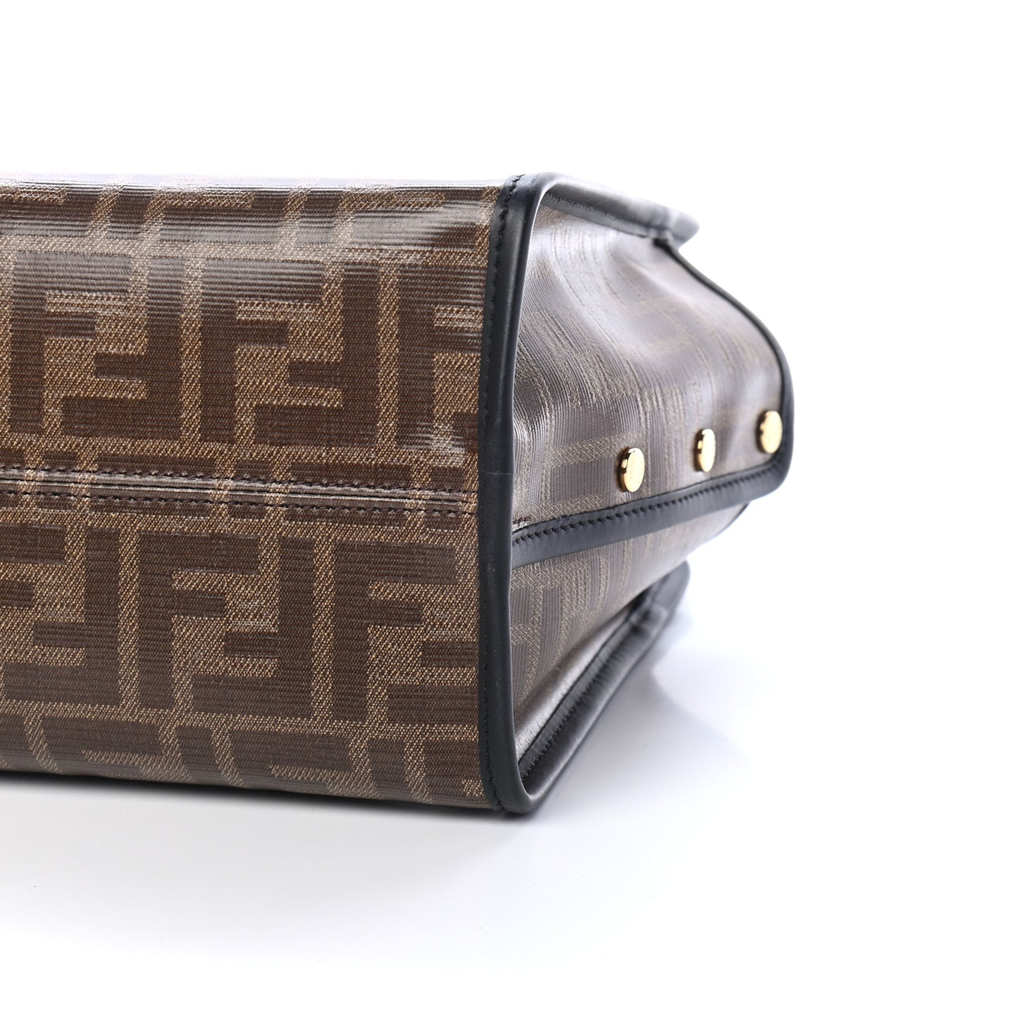 Glazed Fabric Vitello Century FF 1974 Stamp Patch Mini Peekaboo Defender Cover Mogano Panna Black