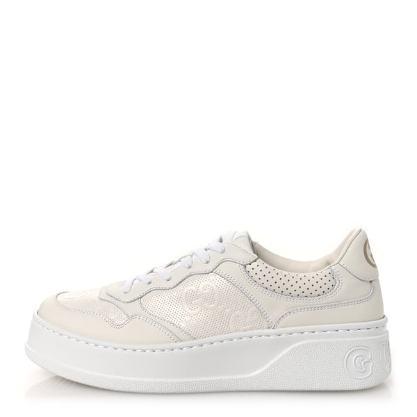 新品⭐︎GUCCI GGパターン 厚底スニーカー23.5（夏sale中） Gucci Calfskin GG Tennis Embossed Perforated Womens Platform 55mm