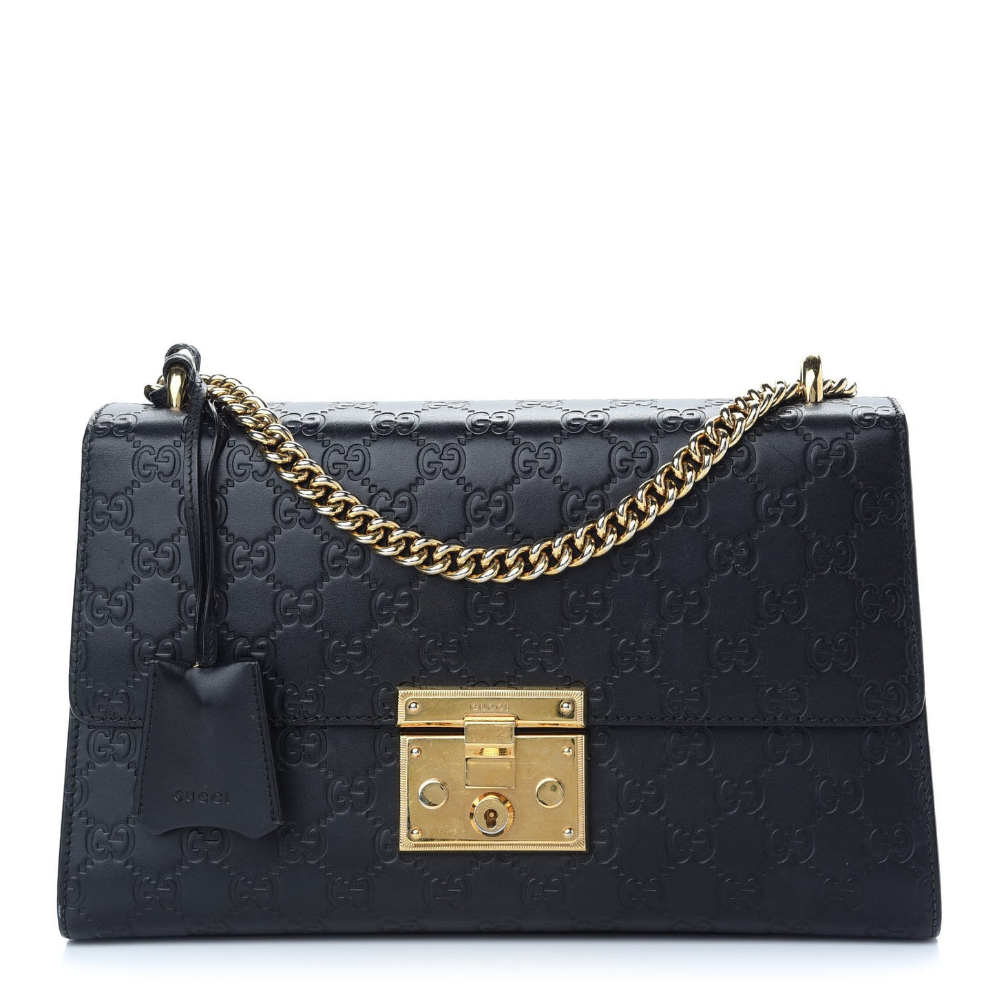Guccissima Medium Padlock Shoulder Bag Black