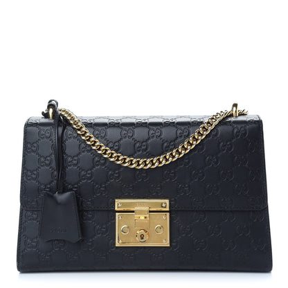 Gucci Guccissima Medium Padlock Shoulder Bag Black 1 of 12