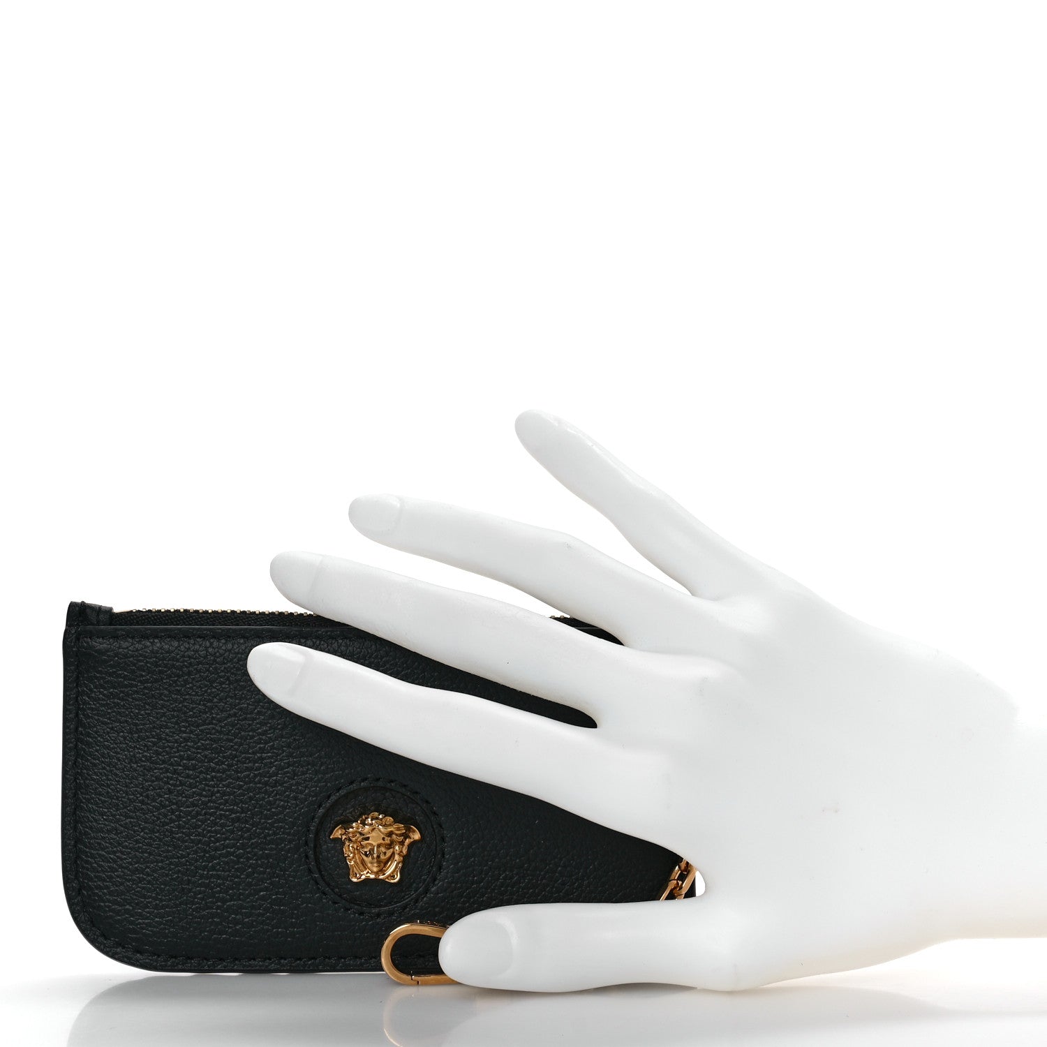 Versace Grained Calfskin La Medusa Zip Card Case Black 2 of 9