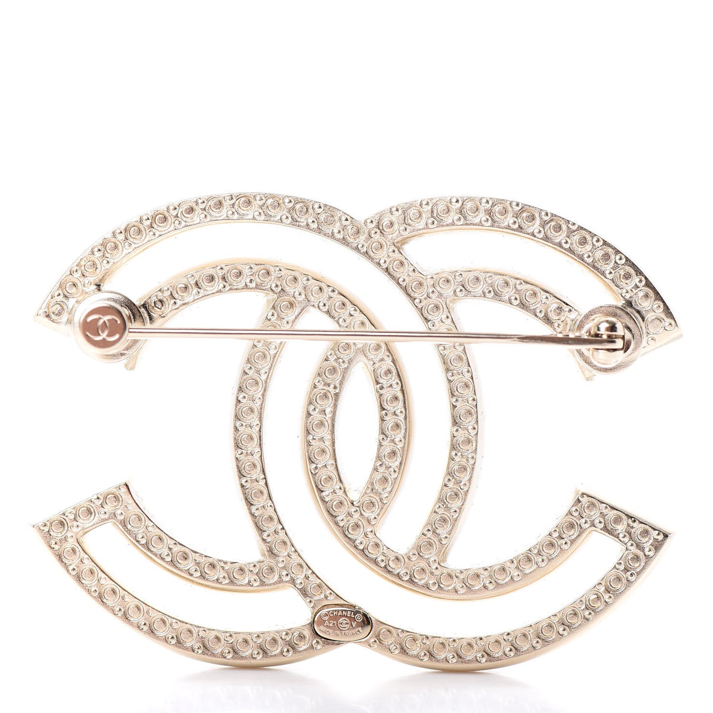 Crystal CC Brooch Light Gold