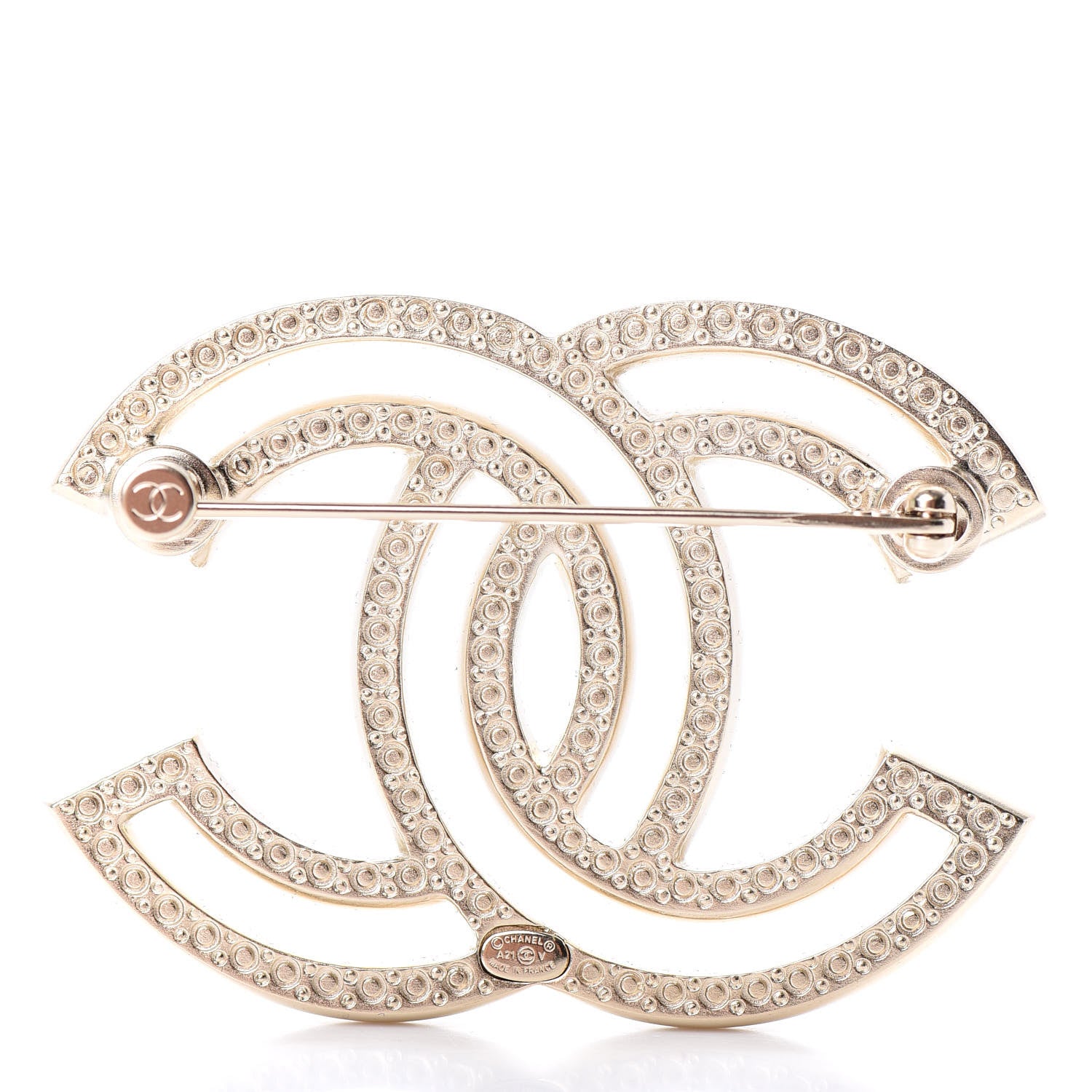 Chanel Crystal CC Brooch Light Gold 3 of 5