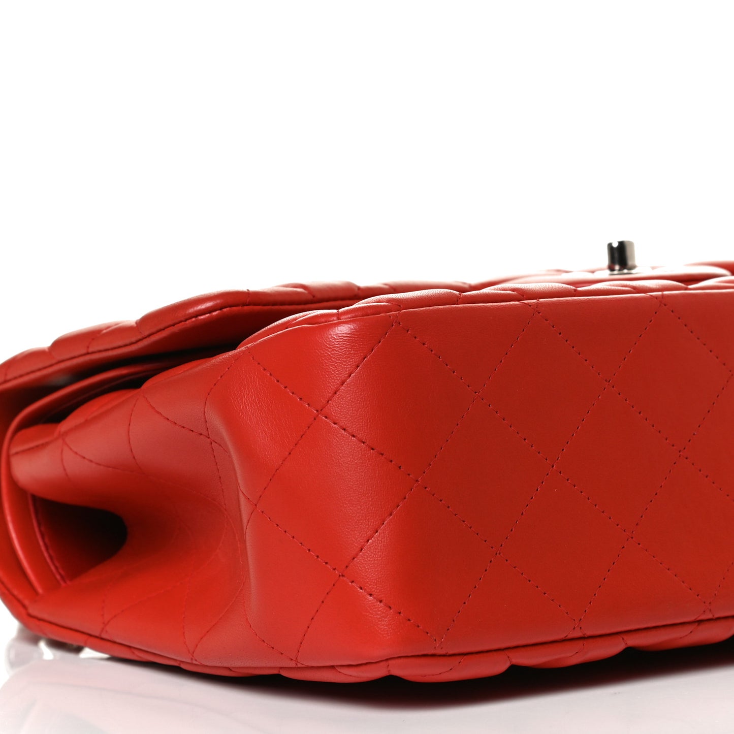 Lambskin Quilted Jumbo Double Flap Red