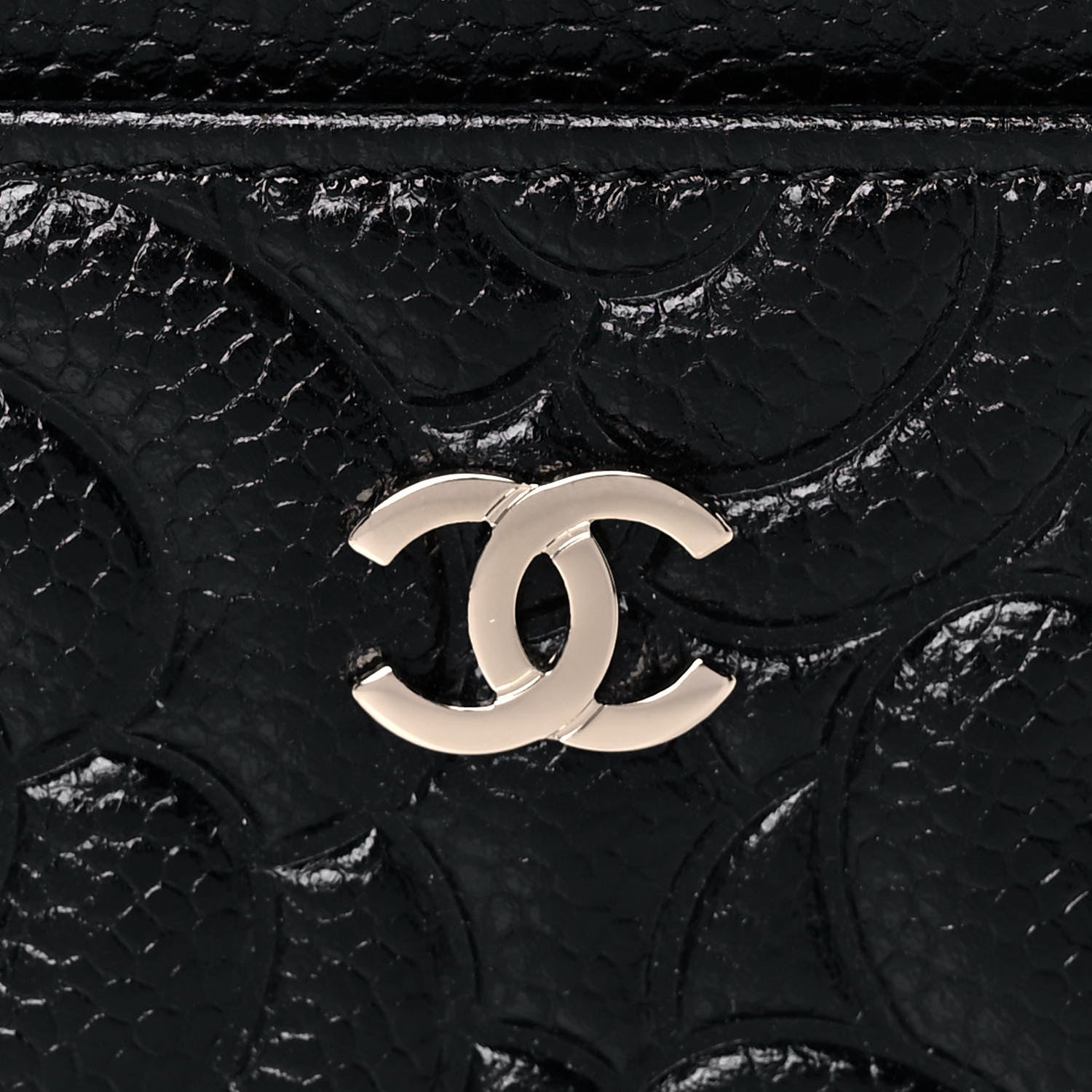 Chanel Caviar Camellia Embossed Card Holder Black 8 of 8