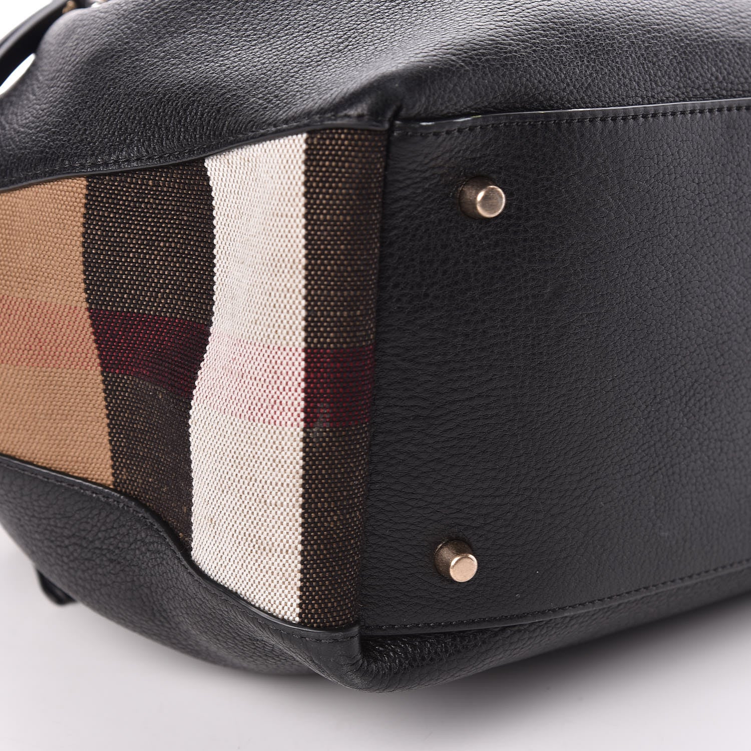 Burberry Grainy Calfskin House Check Medium Maidstone Black 6 of 12