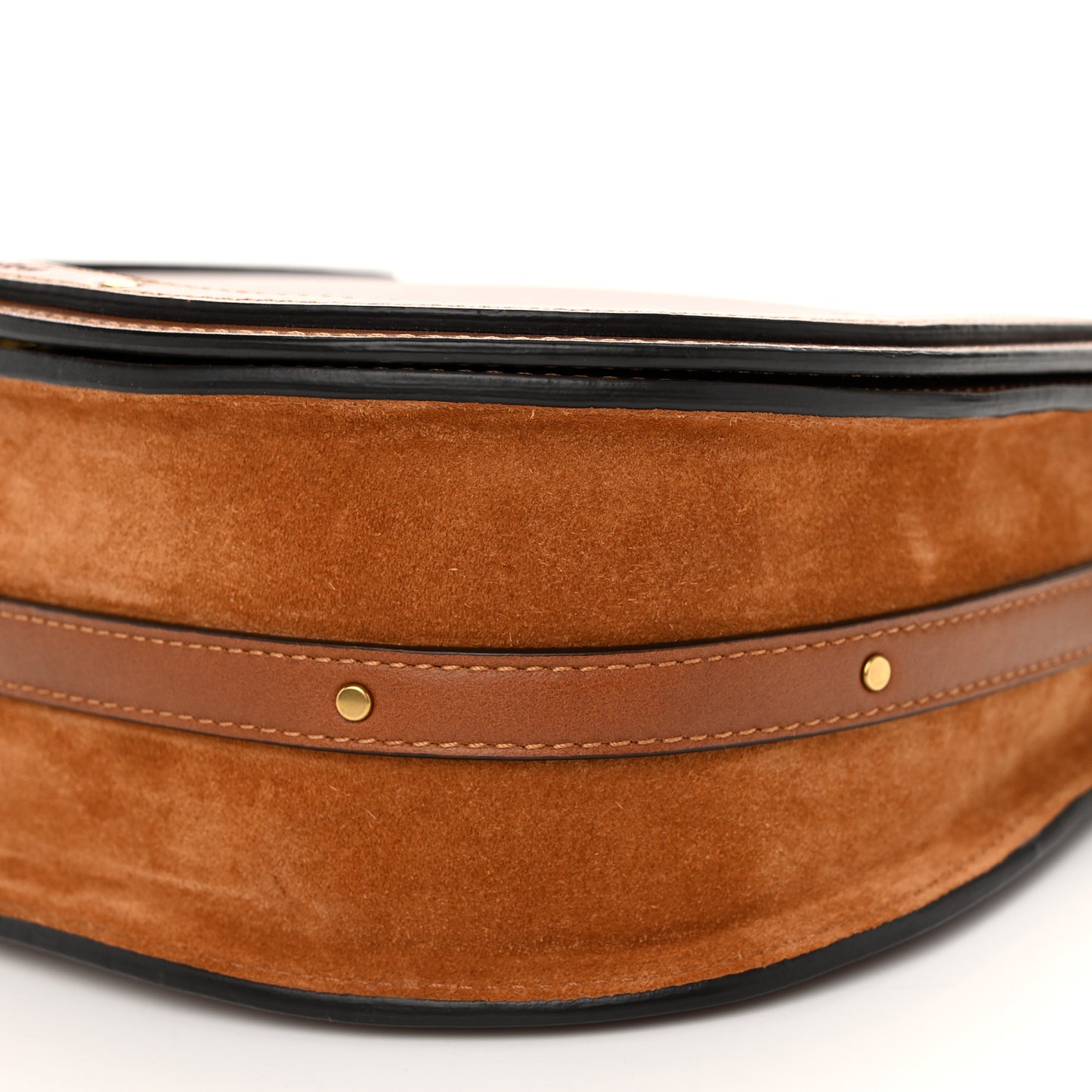 Calfskin Suede Medium Nile Bracelet Bag Caramel