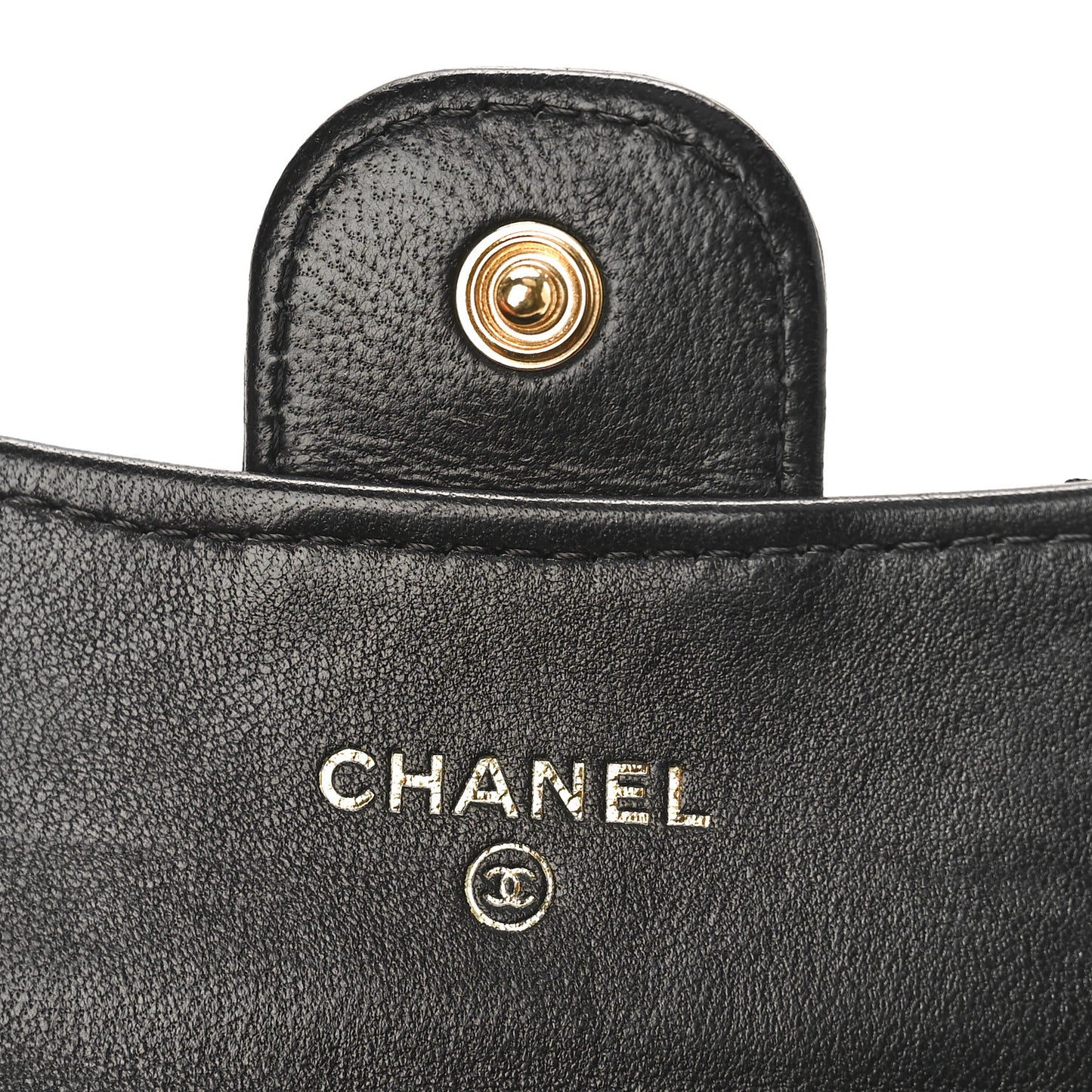 Lambskin Quilted Flap Card Holder Wallet Black