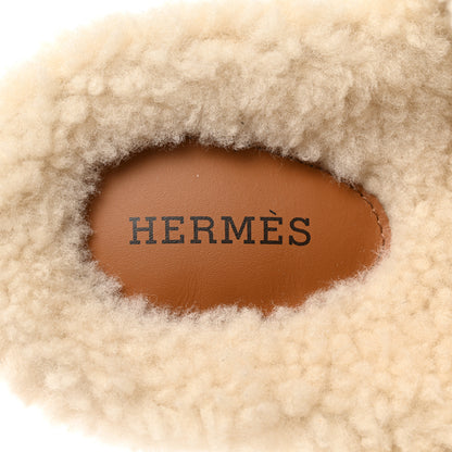 Hermes Suede Goatskin Woolskin Womens Chypre Sandals 39 Naturel Ecru 7 of 9