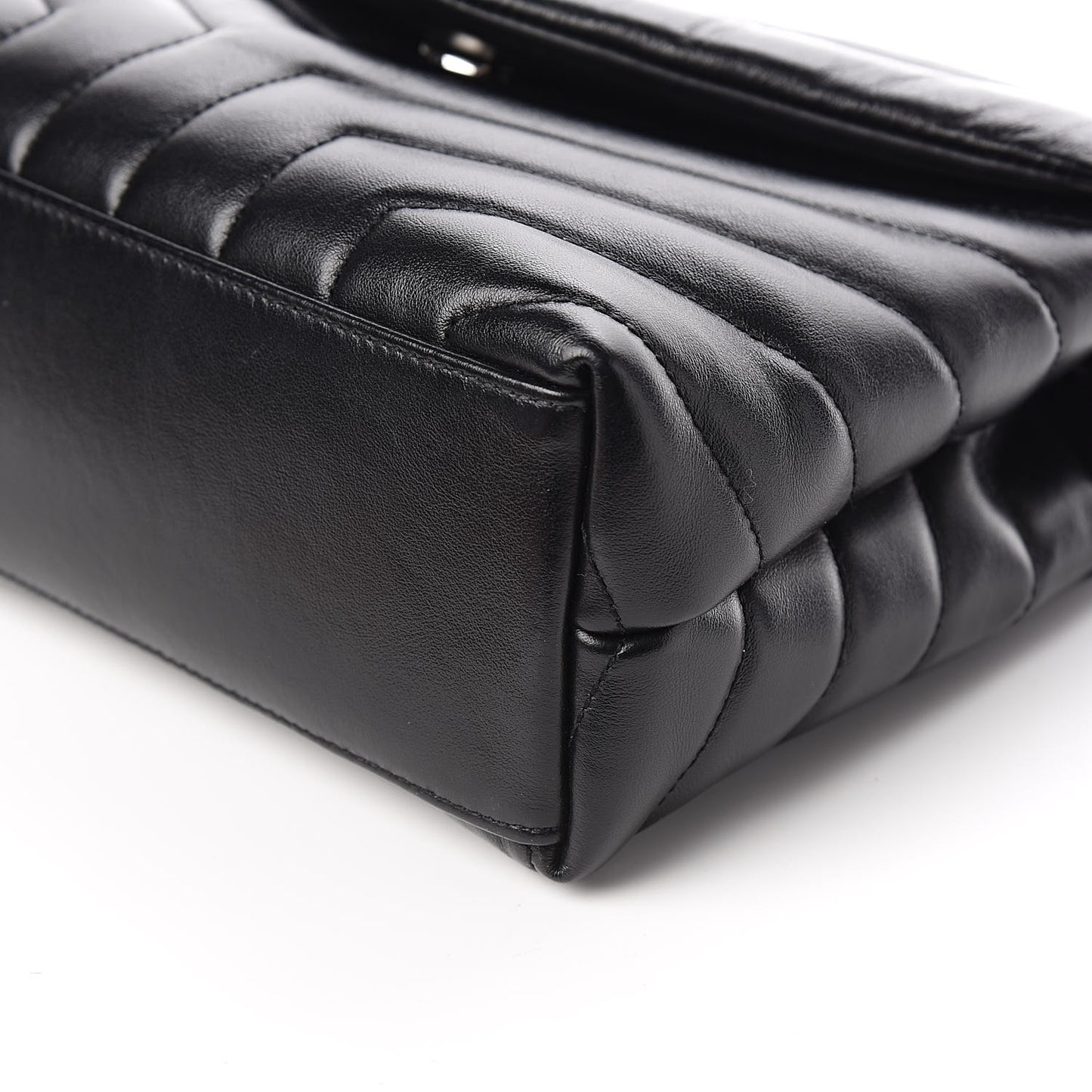 Calfskin Y Quilted Monogram Small Loulou Chain Satchel Black