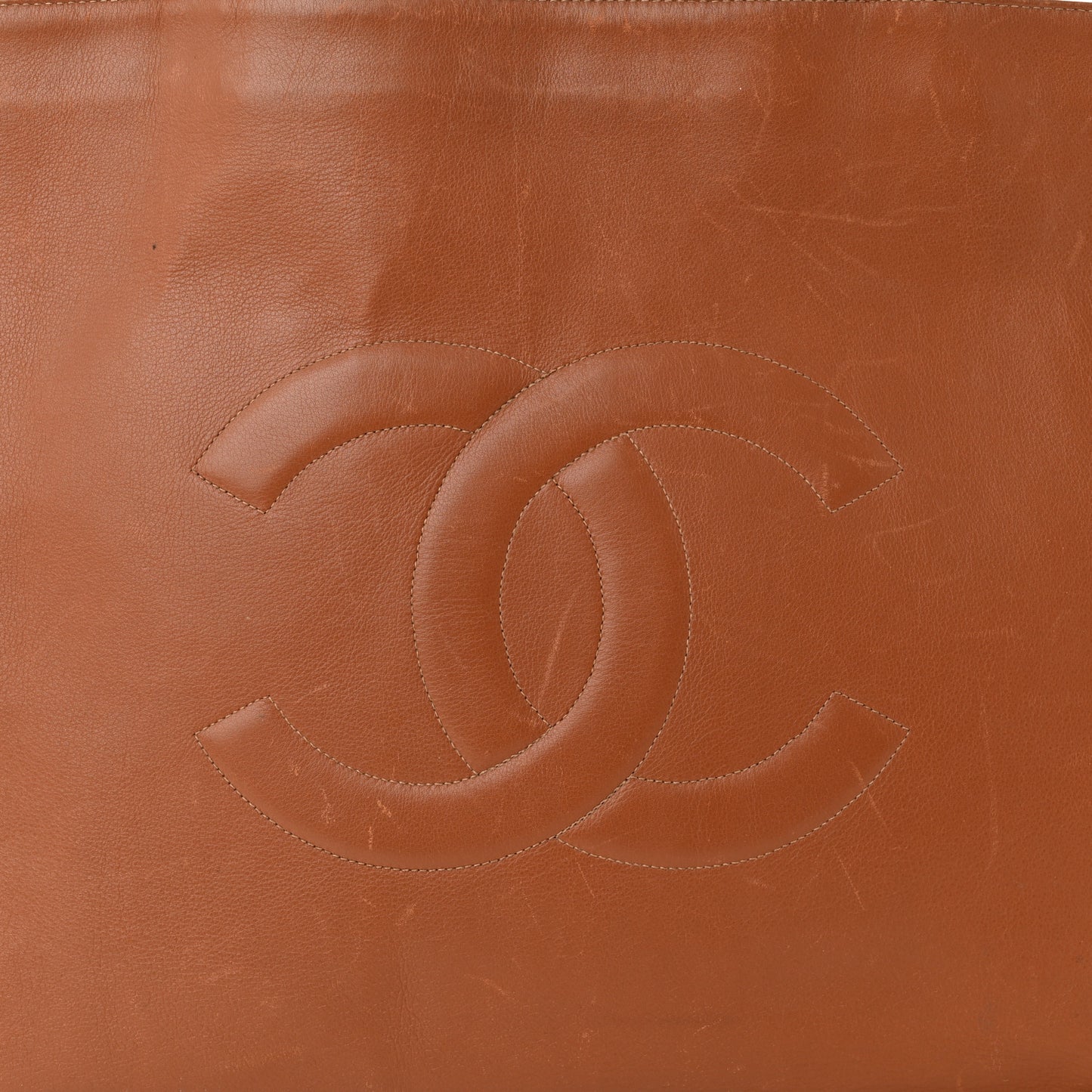 Lambskin Jumbo CC Shoulder Bag Brown