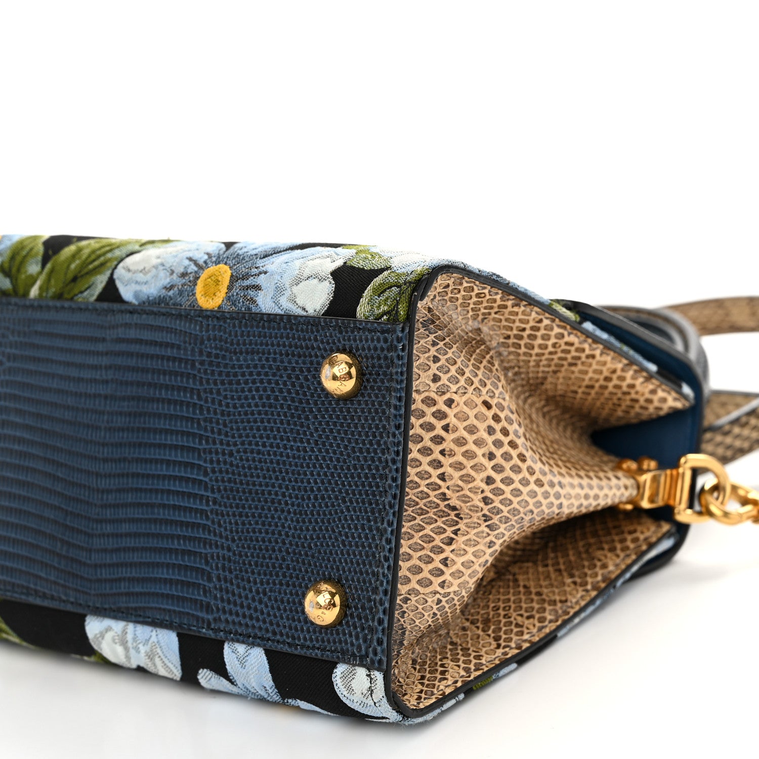 Dolce & Gabbana Lizard Embossed Floral Printed Welcome Satchel Multicolor 9 of 9
