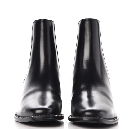 Christian Dior Glazed Calfskin Crystal Tomboy Ankle Boots 38 Black 2 of 9