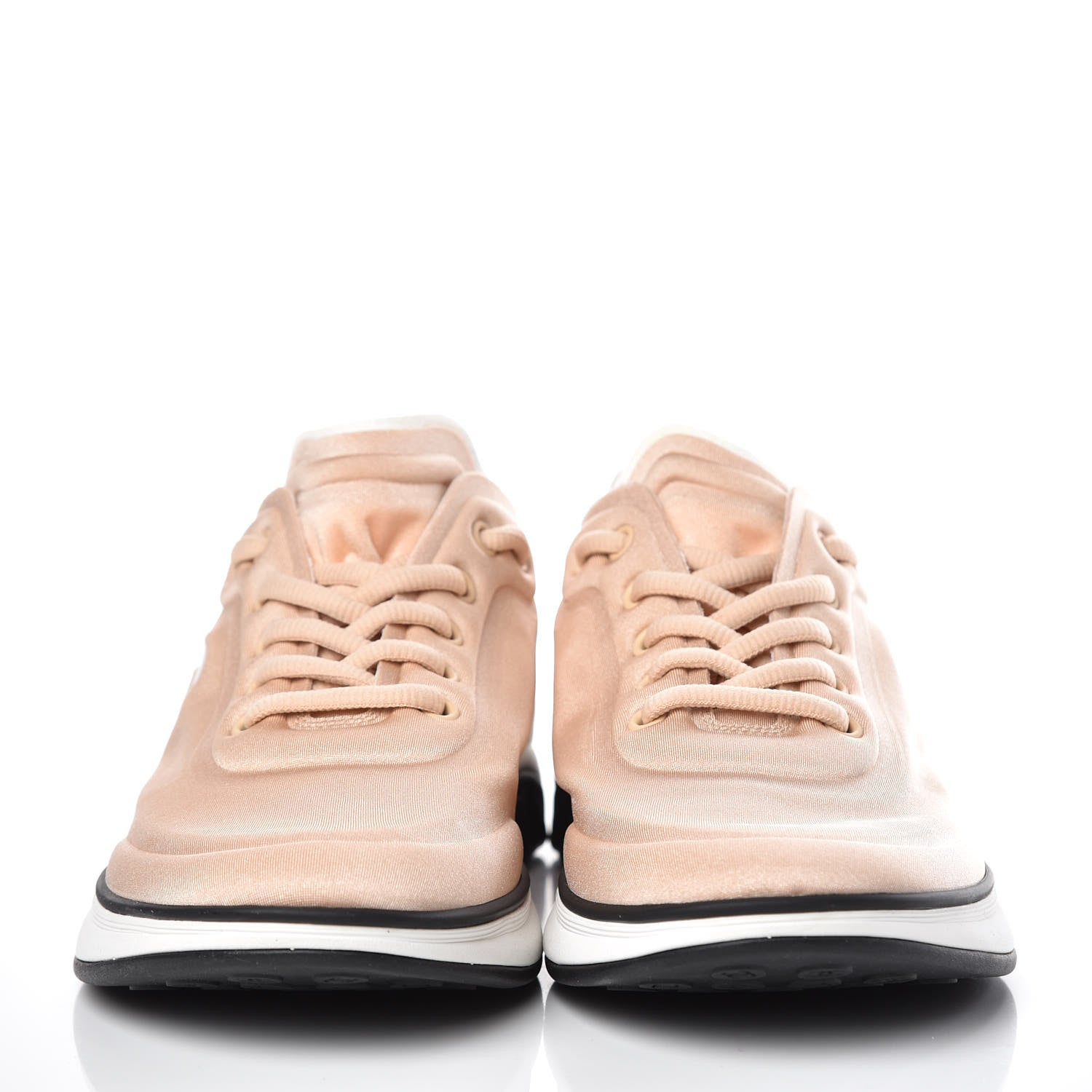 Chanel Lycra Fabric CC Sneakers 38 Beige 2 of 10