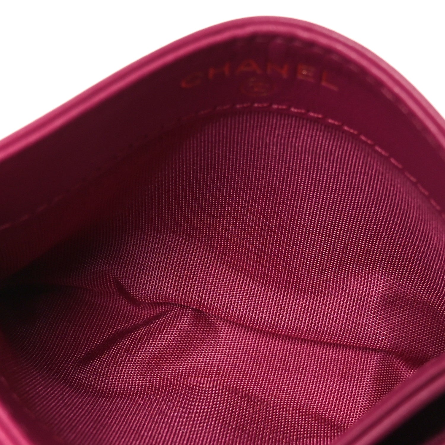Chanel Lambskin Camellia Embossed Card Holder Fuchsia 5 of 7