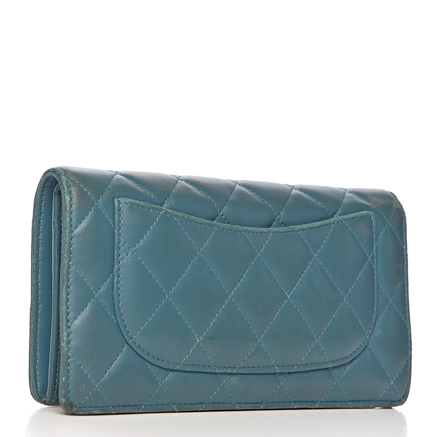Chanel Lambskin Quilted Yen Wallet Blue 3 of 22