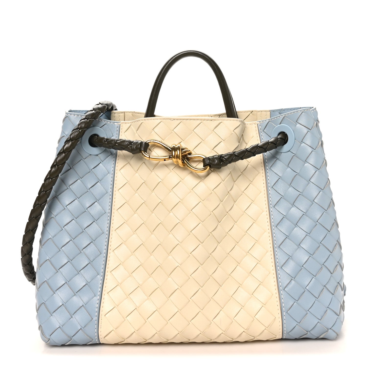 Bottega Veneta Nappa Intrecciato Medium Andiamo Shoulder Bag Sea Salt Ice Khaki 1 of 9
