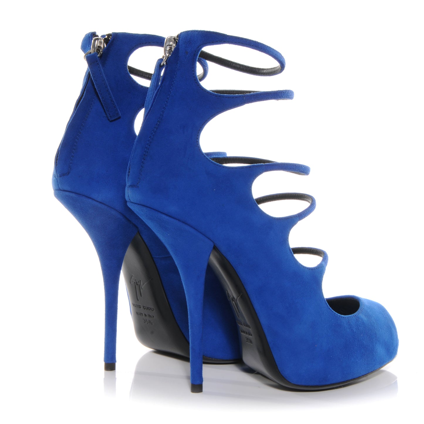 GIUSEPPEZANOTTISuedeStrapCutOutPeepToePumps35.5CobaltBlue