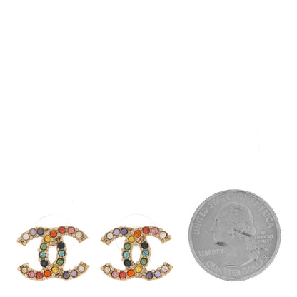 Chanel Crystal Over The Rainbow CC Earrings Gold Multicolor 2 of 5