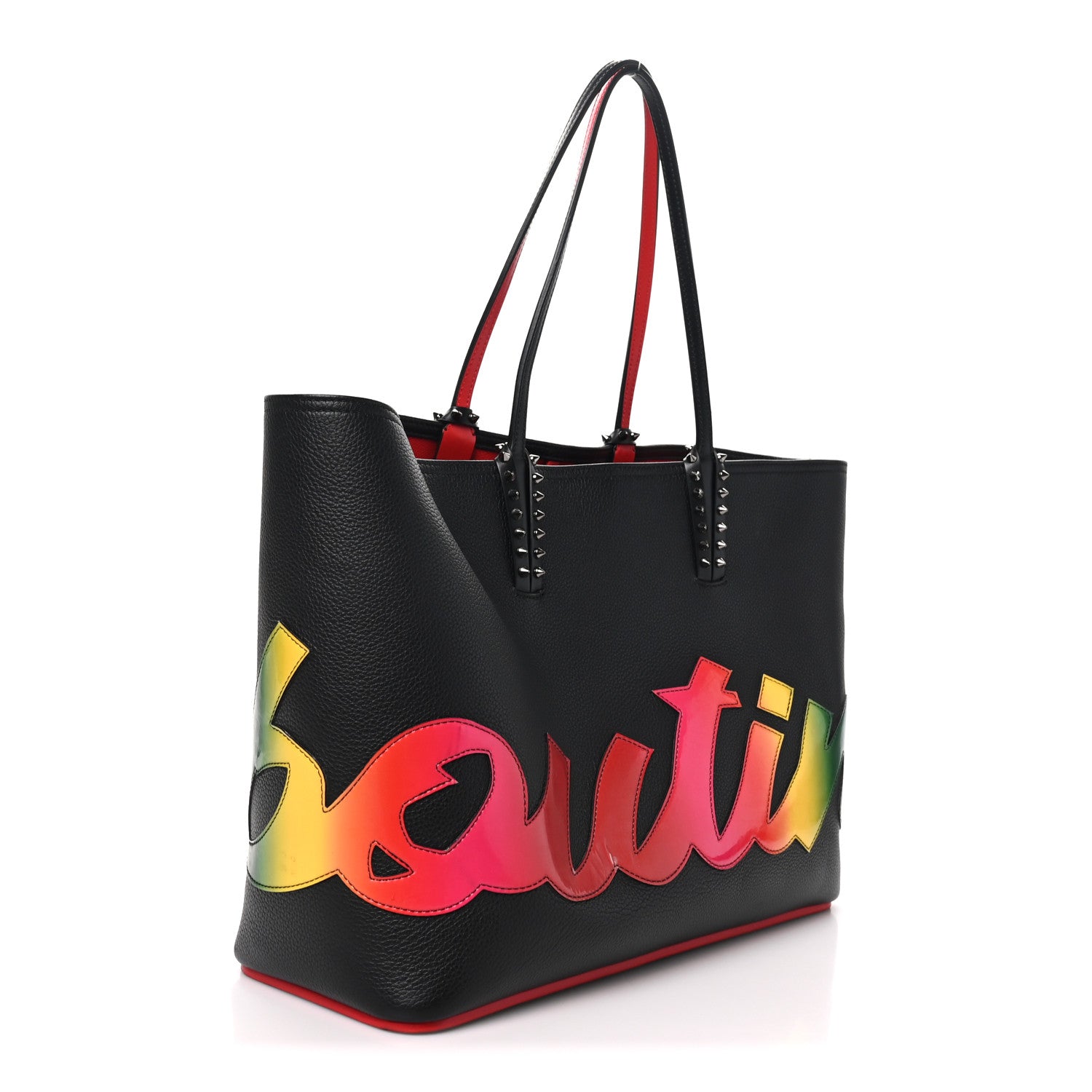 Christian Louboutin Calfskin Patent Logo Spikes East West Cabata Tote Multicolor 4 of 10