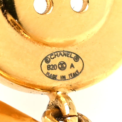 Chanel Metal Large Paris Button Earrings Gold 4 of 4