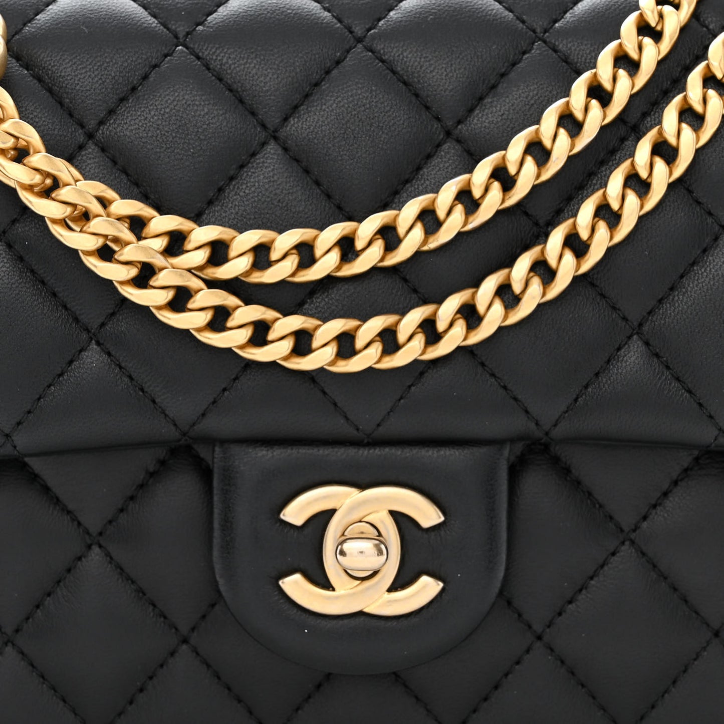 Lambskin Quilted Small Sweet Camellia Flap Black