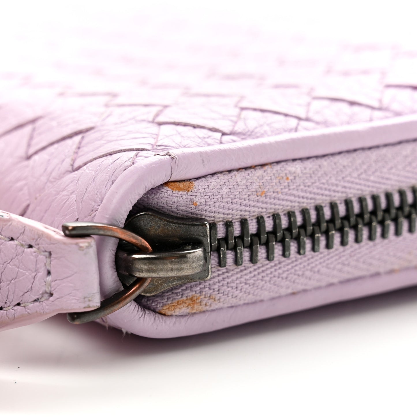 Nappa Intrecciato Zip Around Wallet Lilac