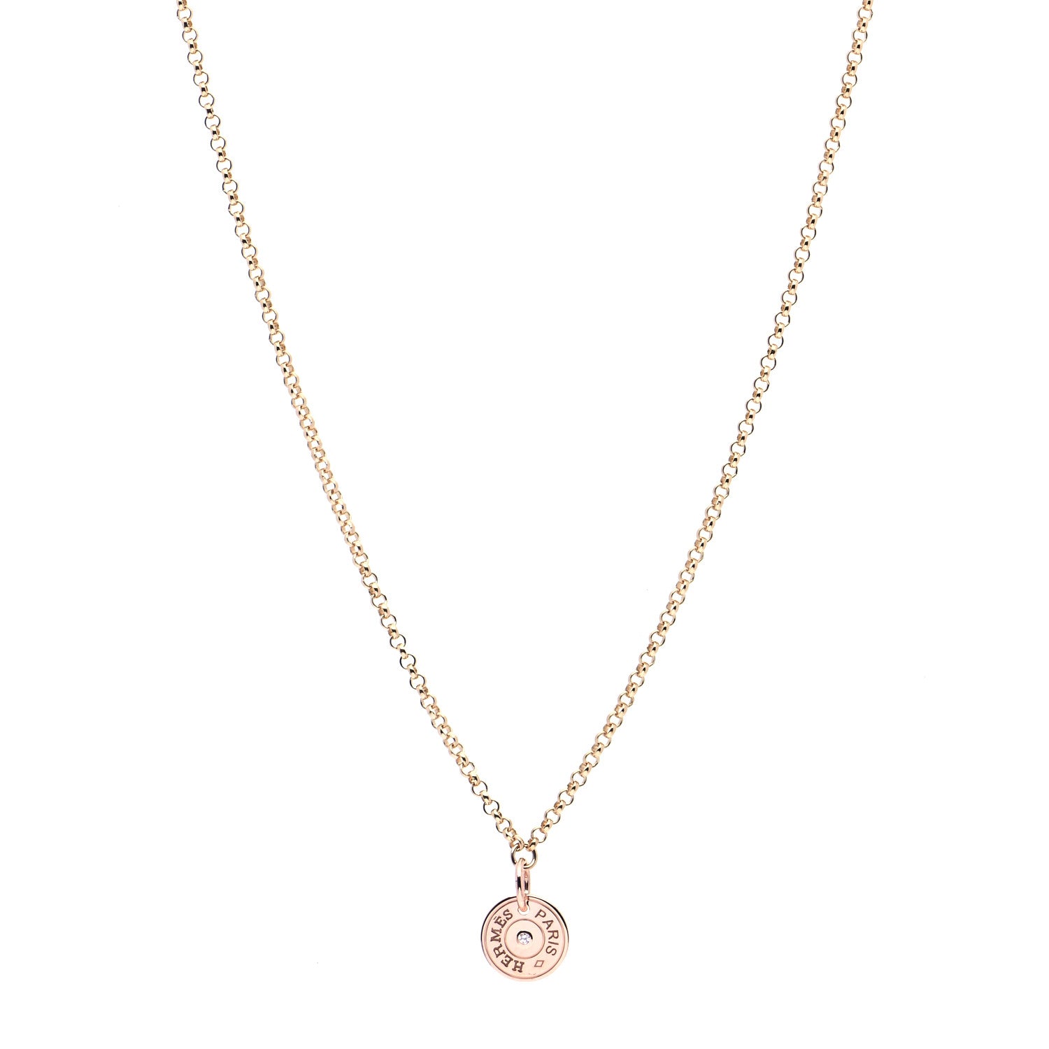 Hermes 18K Rose Gold Diamond Gambade Clou de Selle Necklace 1 of 7