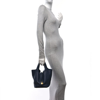Hermes Taurillon Clemence Picotin Lock 22 MM Bleu Nuit 2 of 12