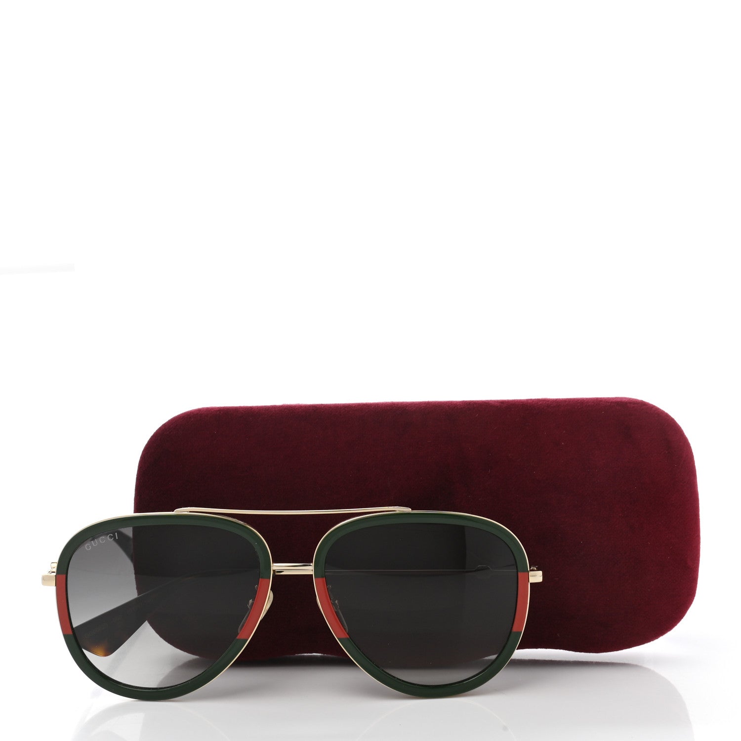 Gucci Web Aviator Sunglasses GG0062S Green Red 9 of 9