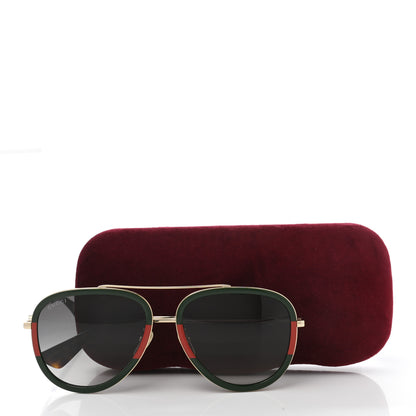 Gucci Web Aviator Sunglasses GG0062S Green Red 9 of 9