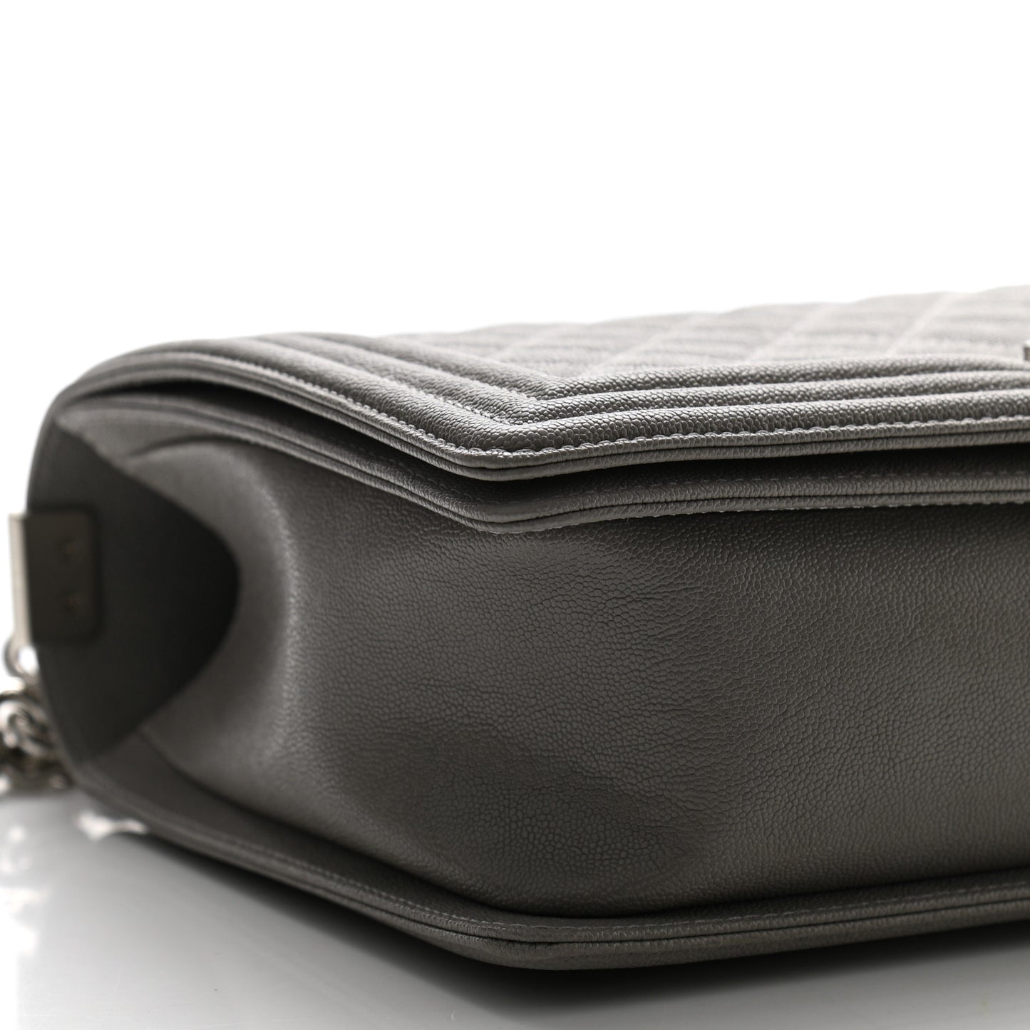 Caviar Quilted New Medium Boy Flap Grey