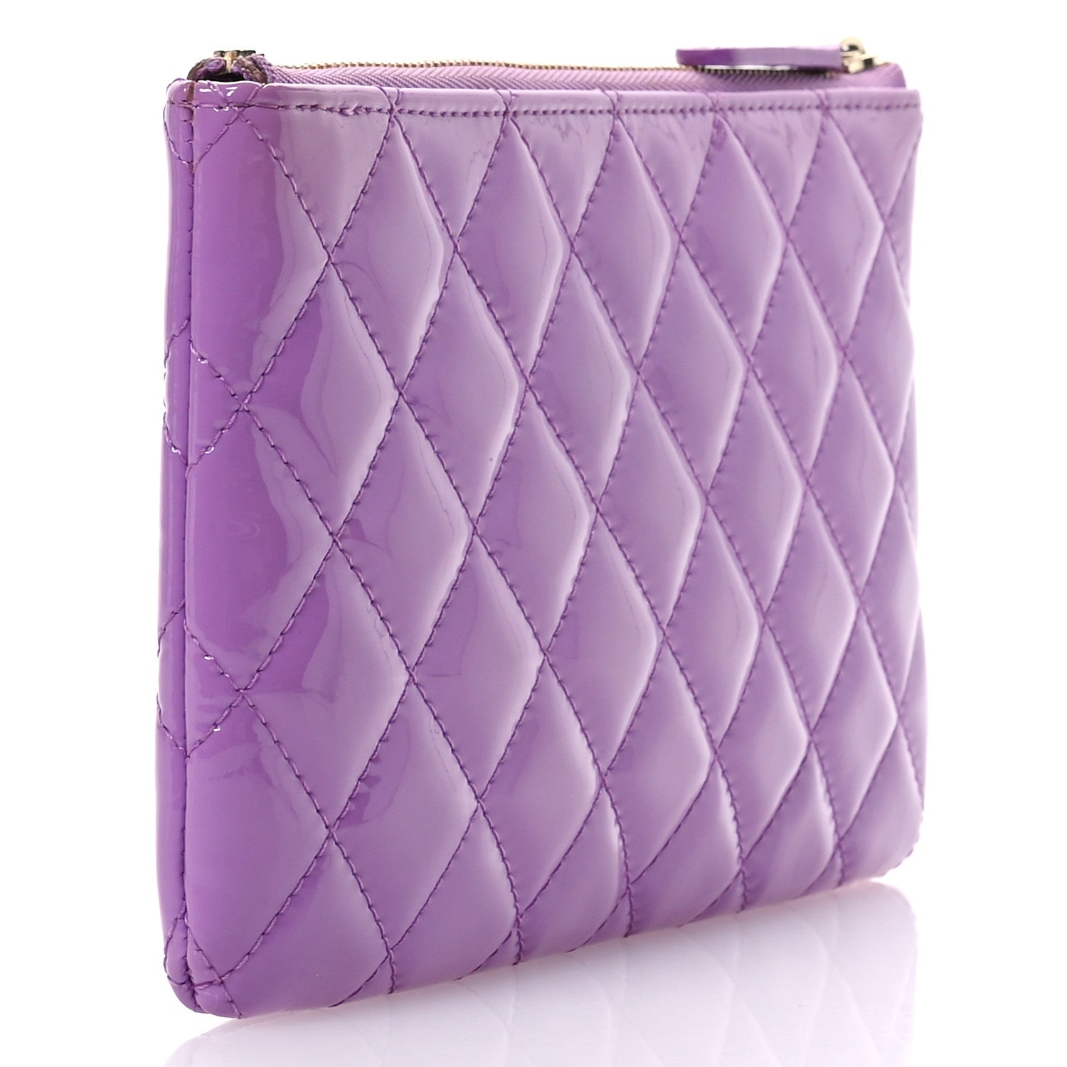 Chanel Patent Quilted Cosmetic Case Purple 3 of 8