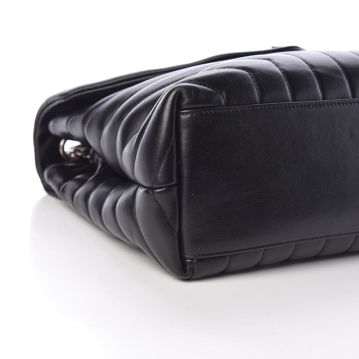 Calfskin Y Quilted Monogram Medium Loulou Chain Satchel Black