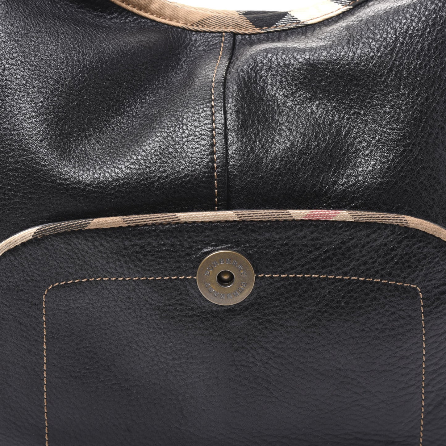 Calfskin Nova Check Trim Hobo Black